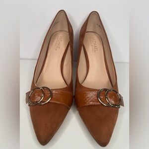 Michael Shannon Brown Leather Pointed Toe Buckle Heels Size 11‎